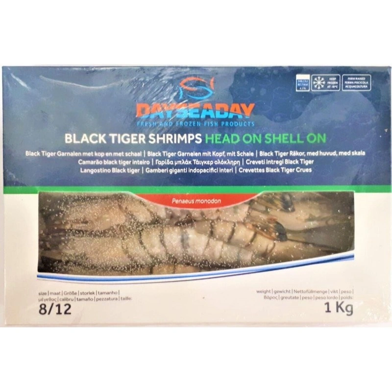 8/12 Shrimps Black Tiger Head On 1kg